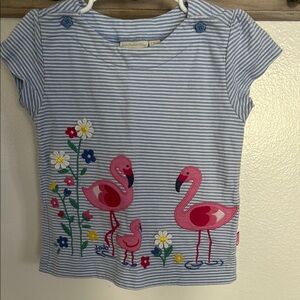 Blue Striped Flamingo Kids Shirt